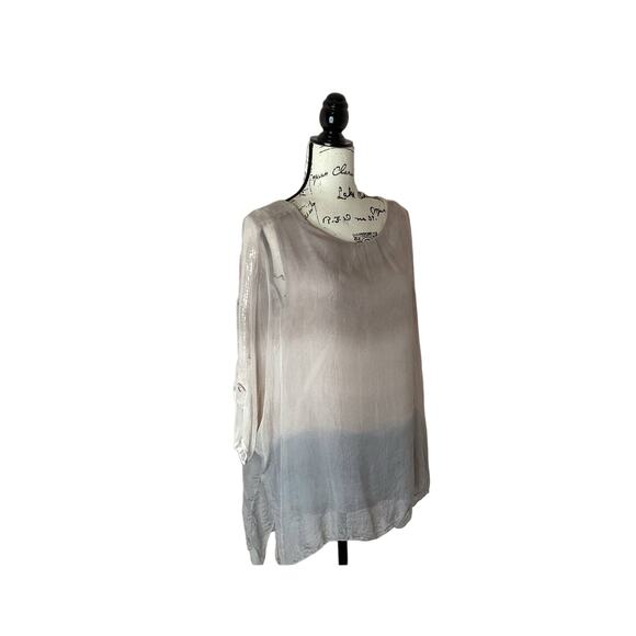Italian Prontomoda Giusy Silk Tunic Top Layered Viscose Tank Sequin 3/4 Sleeves - Picture 1 of 15